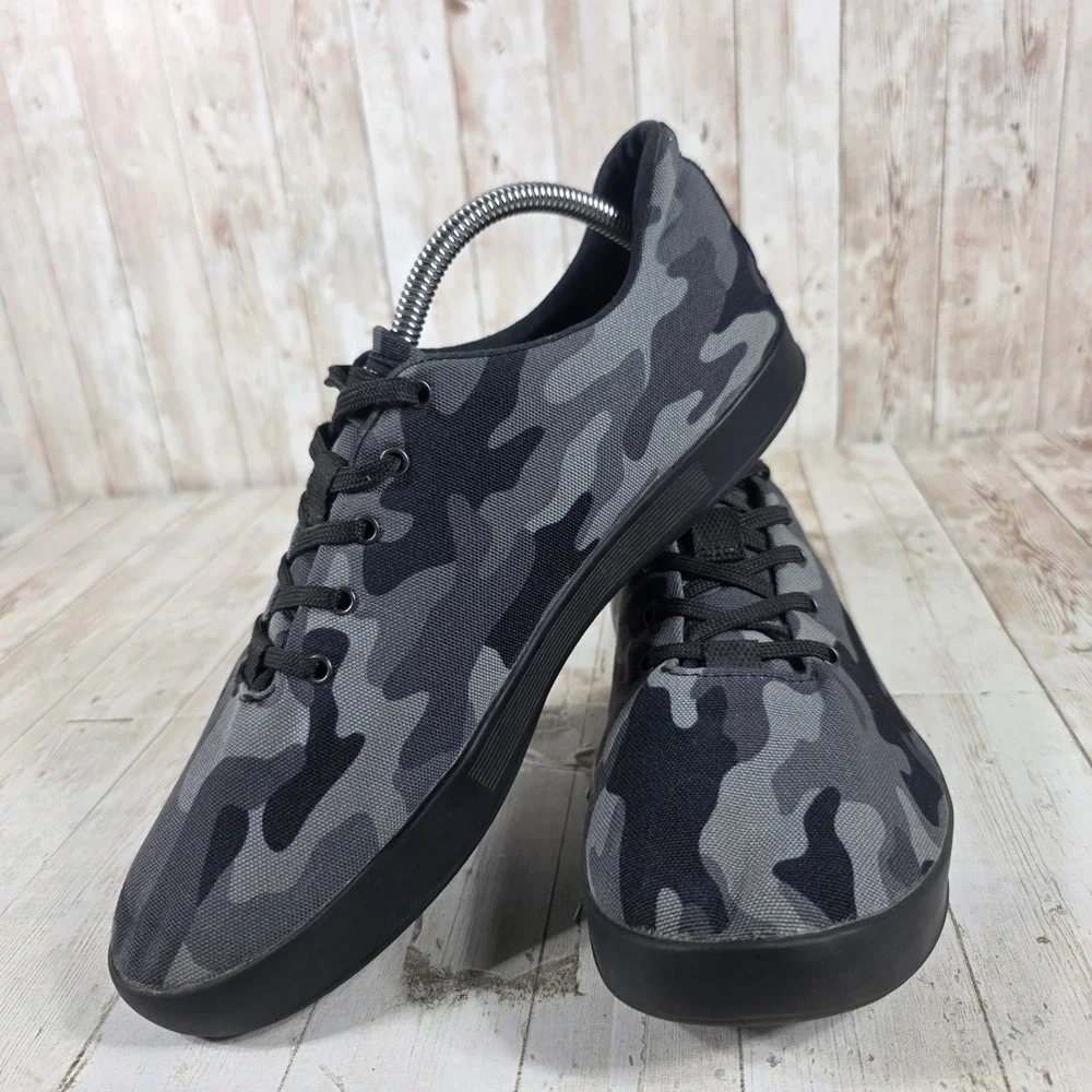 NOBULL Black Grey Camo Canvas Trainer Shoes Womens 11.5 Mens 10 Low Top Sneakers
